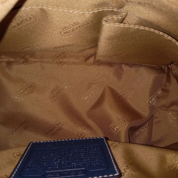 Coach Shoulder Crossbody Bag Adjustable Strap Navy & White Leather Excellent - Picture 8 of 12